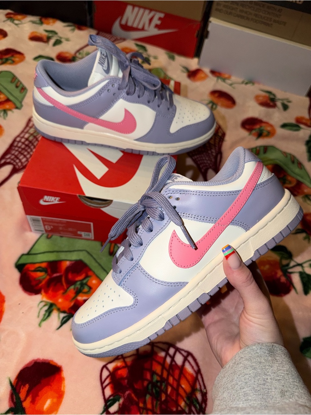 Nike Dunk Low Indigo Haze Purple Pink Swoosh Womens 6.5 Shoes Sneakers